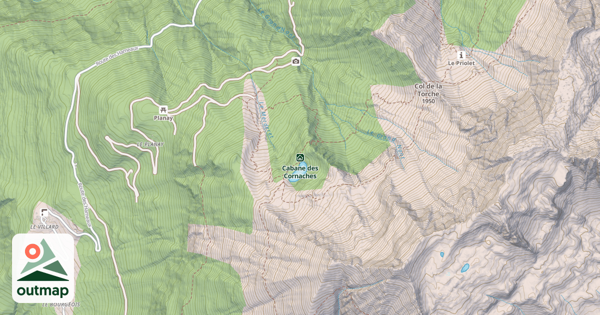 Map of Cabane des Cornaches