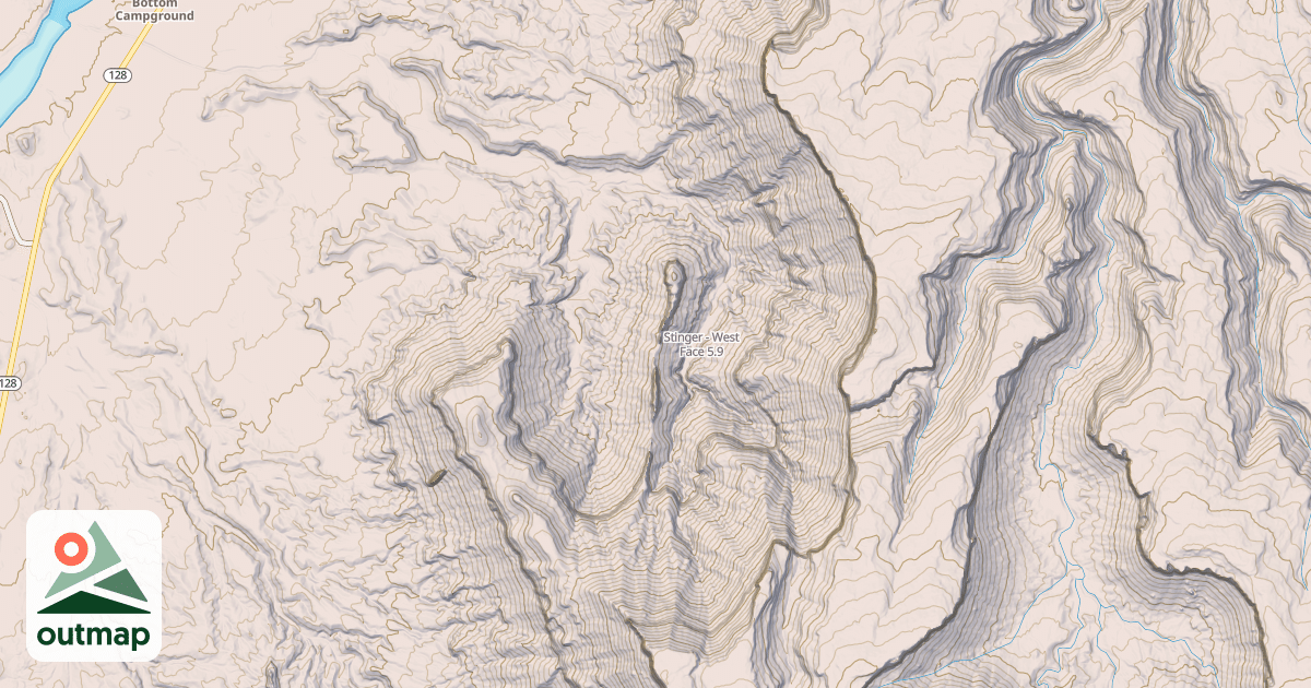 Map of Stinger - West Face
