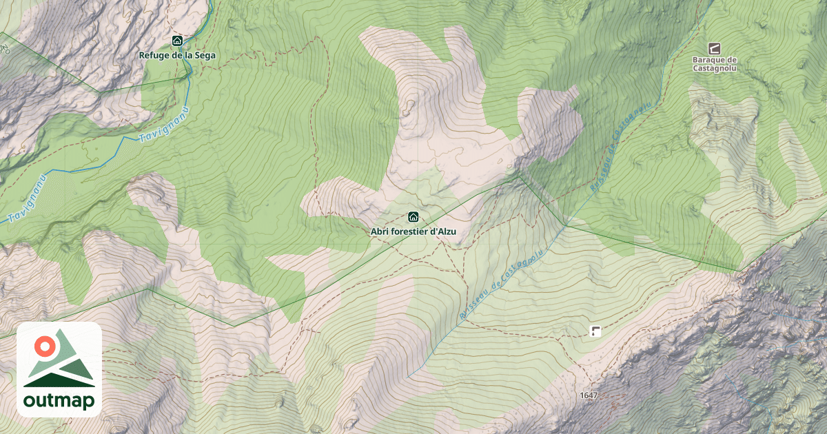 Map of Abri forestier d'Alzu