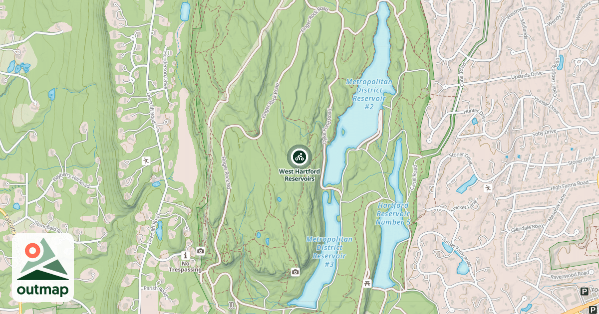 Map of West Hartford Reservoirs