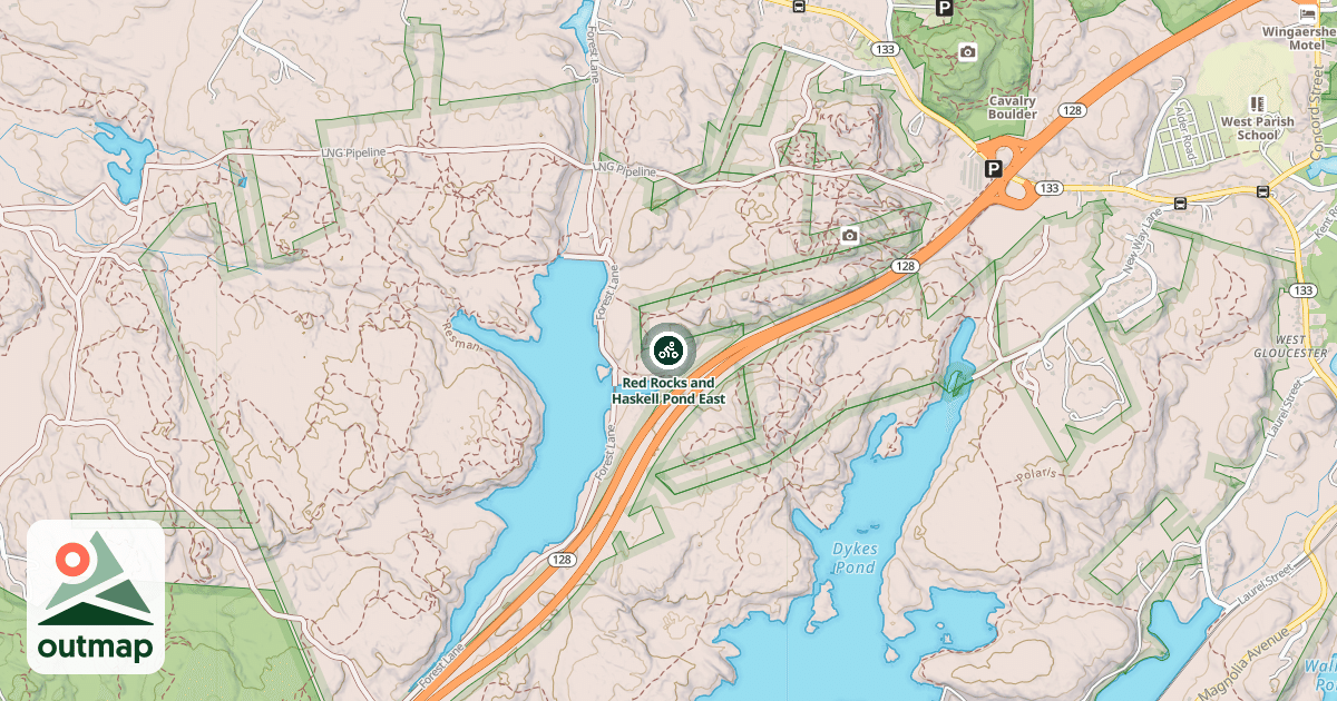 Map of Red Rocks and Haskell Pond East