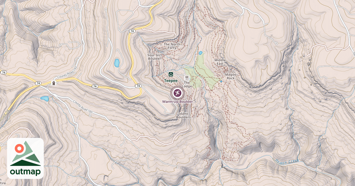 Map of Warm-Up Boulder