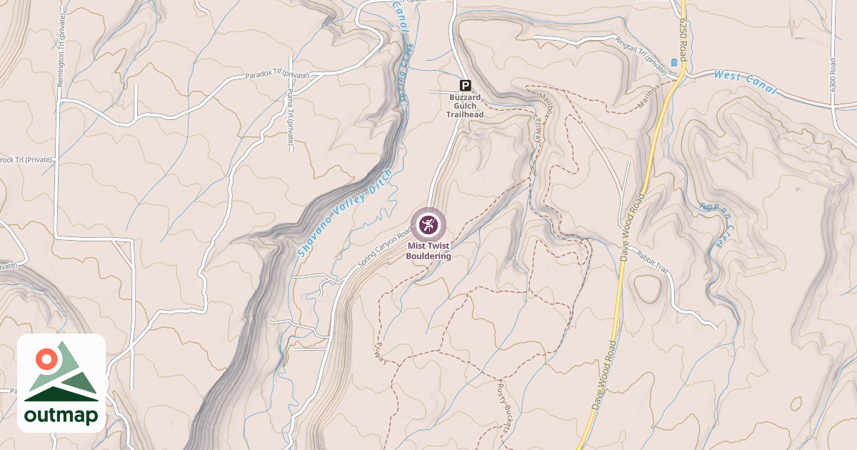 Map of Mist Twist Bouldering