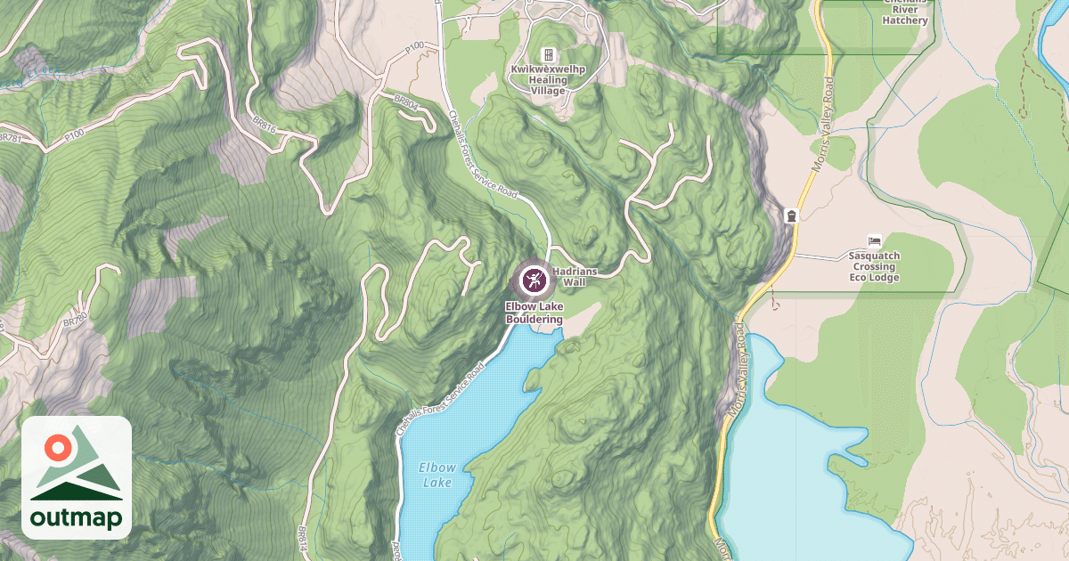 Map of Elbow Lake Bouldering