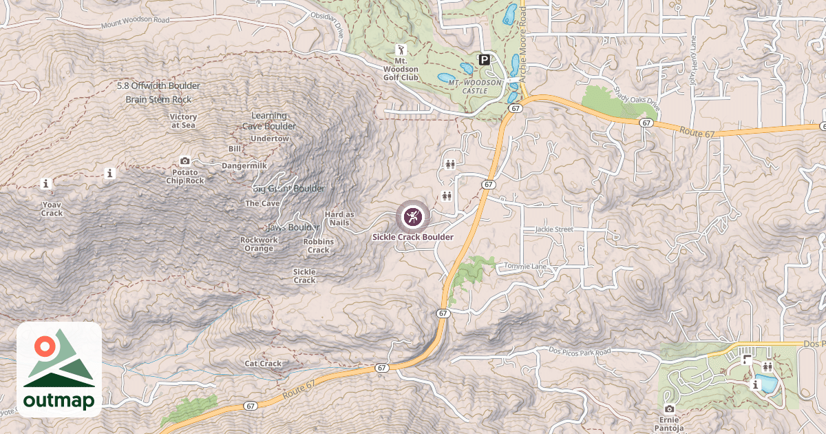 Map of Sickle Crack Boulder