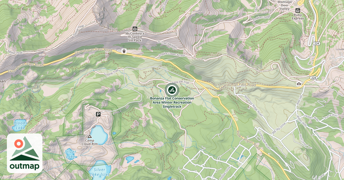 Map of Bonanza Flat Conservation Area Winter Recreation Singletrack