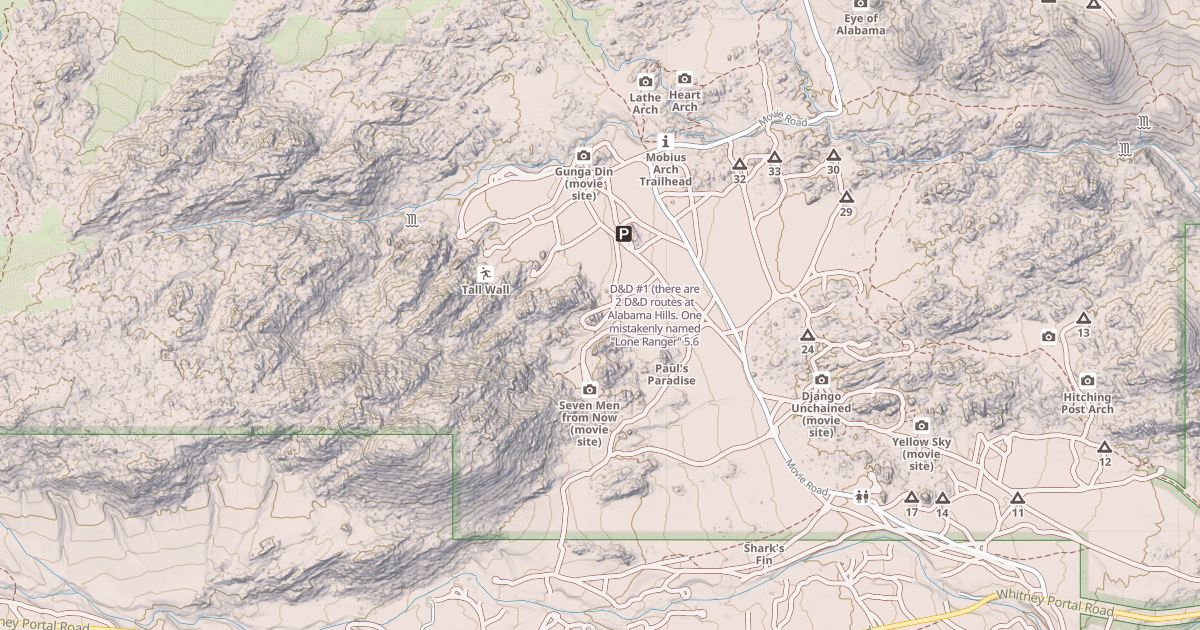 Map preview of D&D #1 (there are 2 D&D routes at Alabama Hills. One mistakenly named "Lone Ranger"