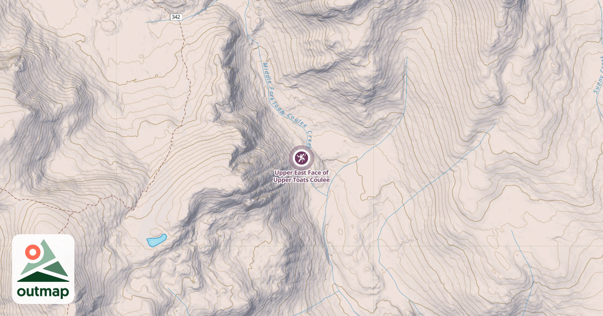 Map of Upper East Face of Upper Toats Coulee