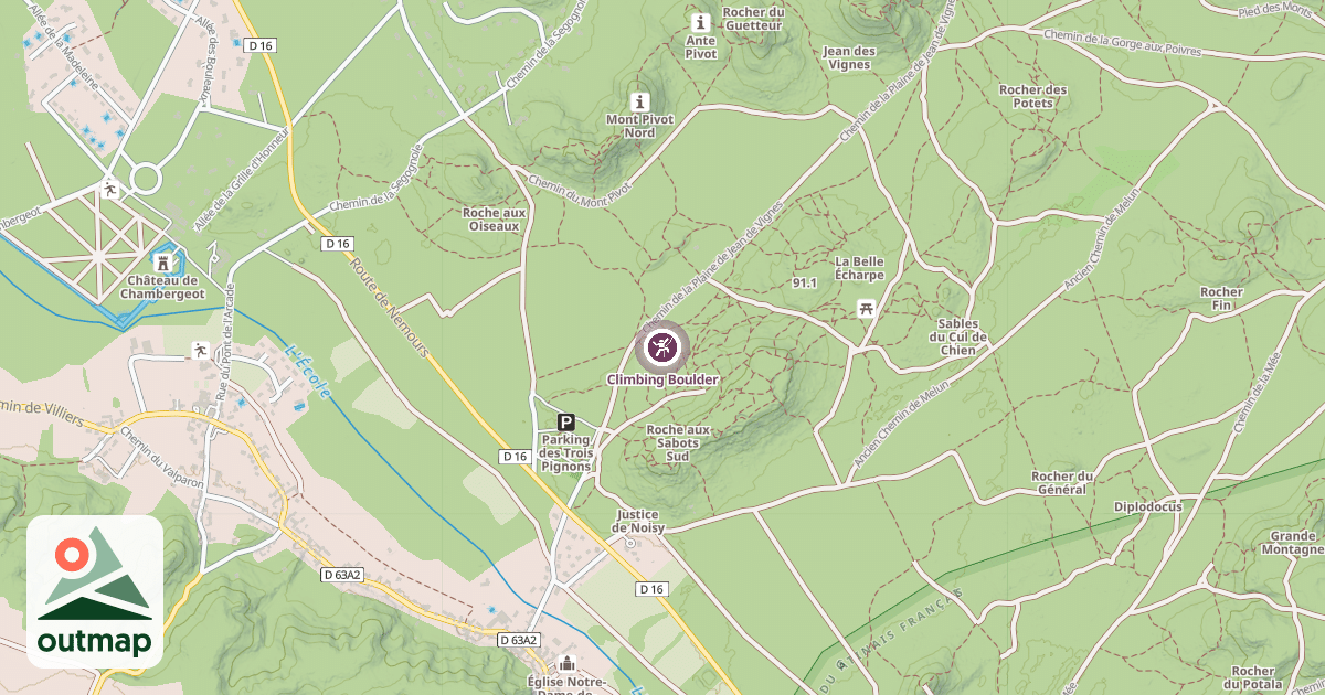 Map of Climbing Boulder