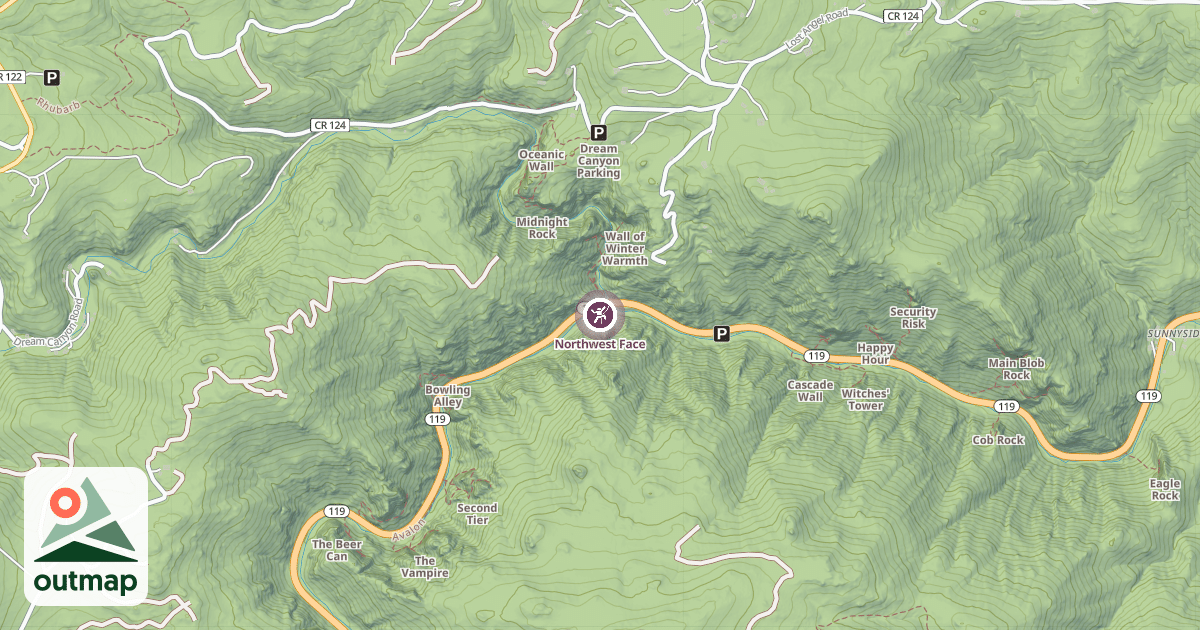 Map of Northwest Face
