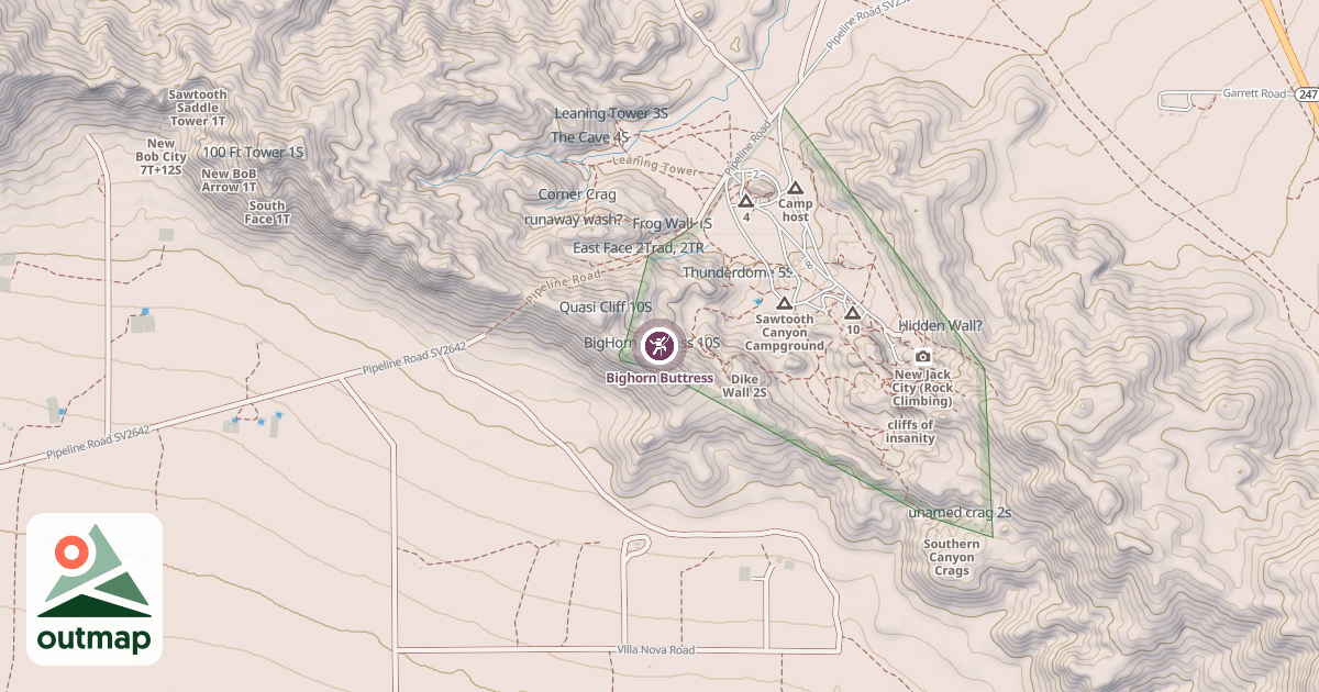 Map of Bighorn Buttress