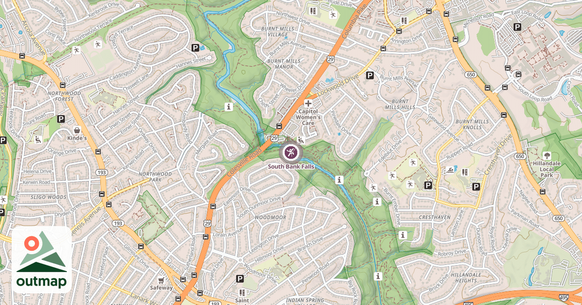 Map of South Bank Falls