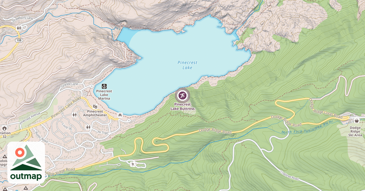 Map of Pinecrest Lake Buttress