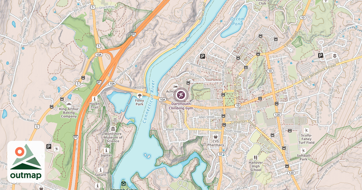 Map of Dartmouth Climbing Gym