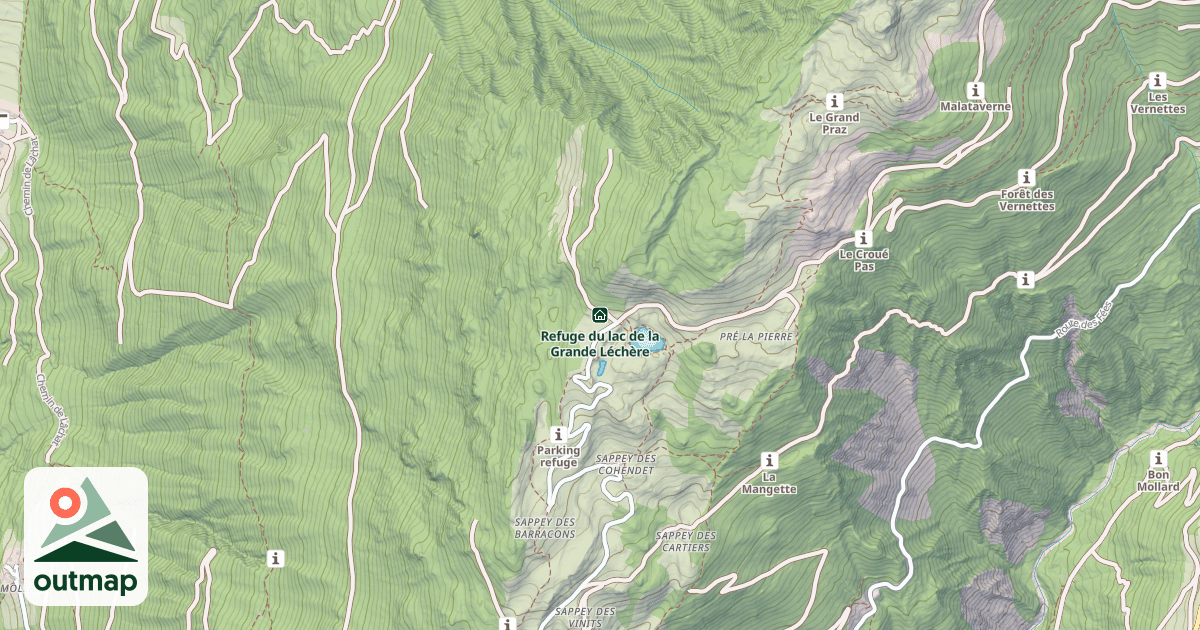 Map of Refuge du lac de la Grande Léchère
