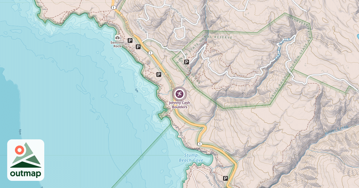 Map of Johnny Cash Boulders