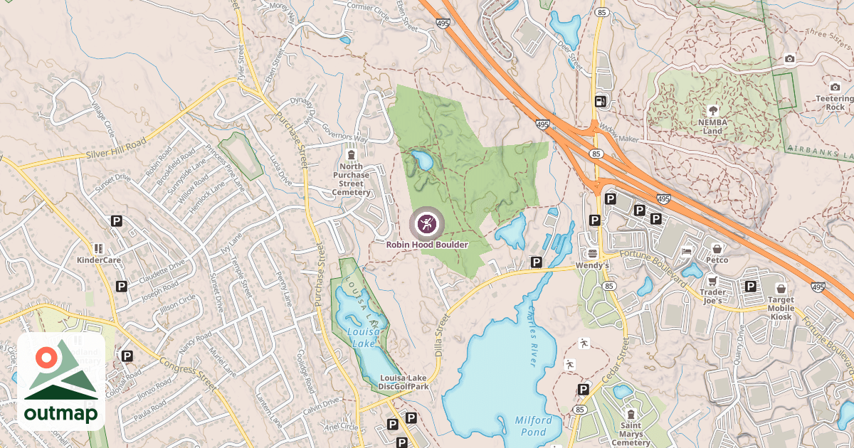 Map of Robin Hood Boulder