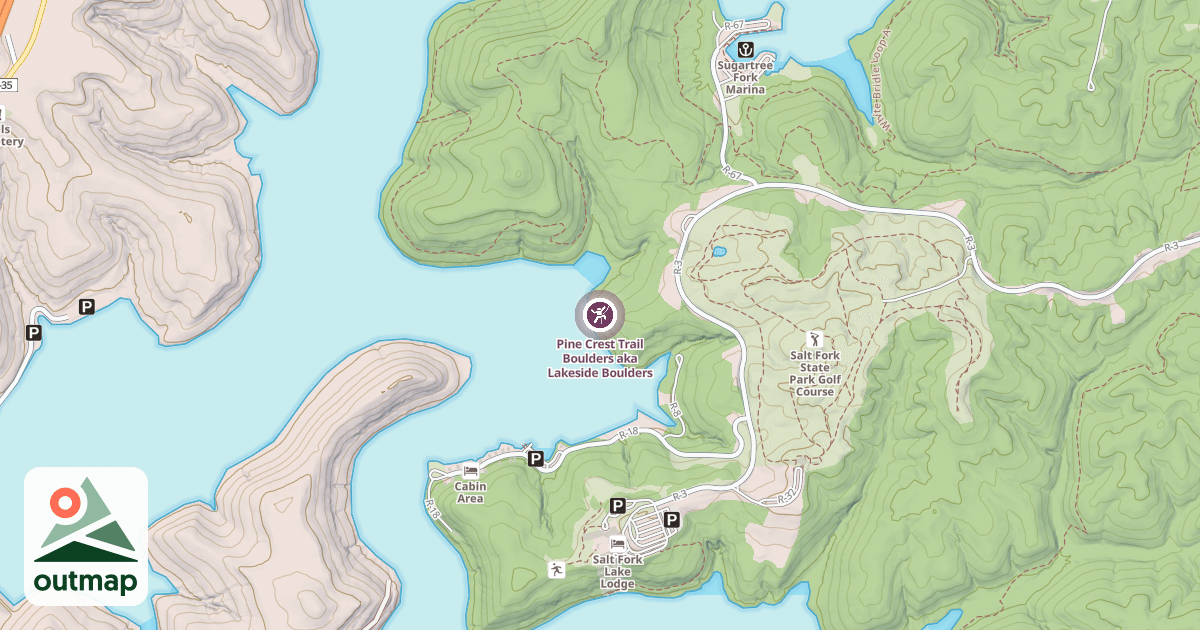 Map of Pine Crest Trail Boulders aka Lakeside Boulders