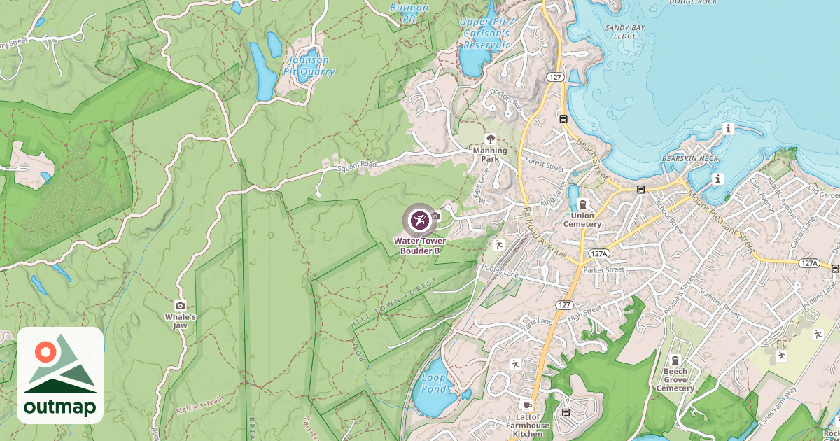 Map of Water Tower Boulder B