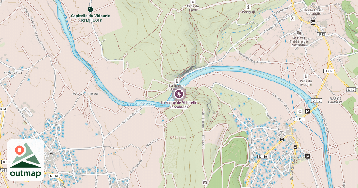 Map of La roque de Villetelle (escalade)