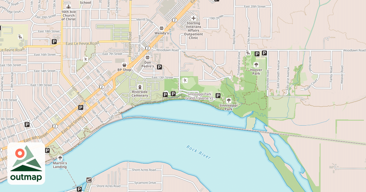 Map of Sinnissippi Park Grand Traverse in Whiteside