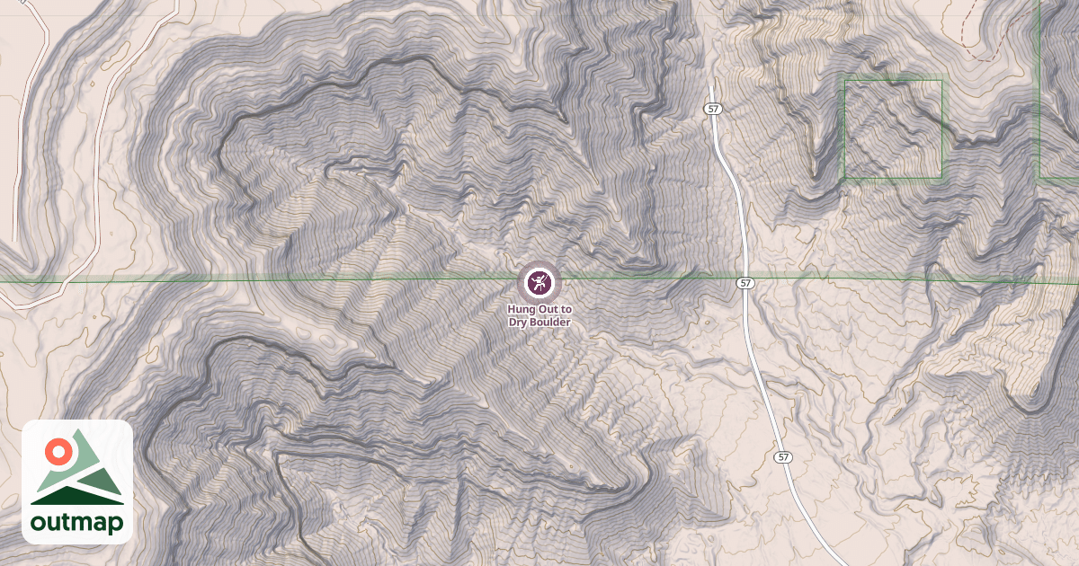 Map of Hung Out to Dry Boulder