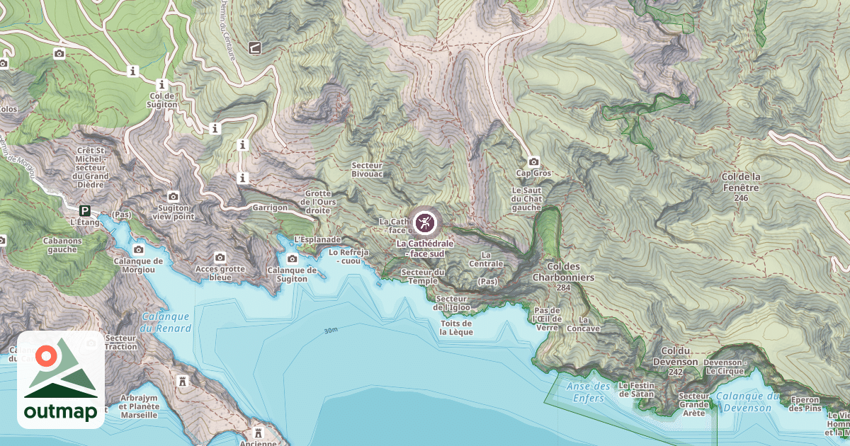 Map of La Cathédrale - face sud