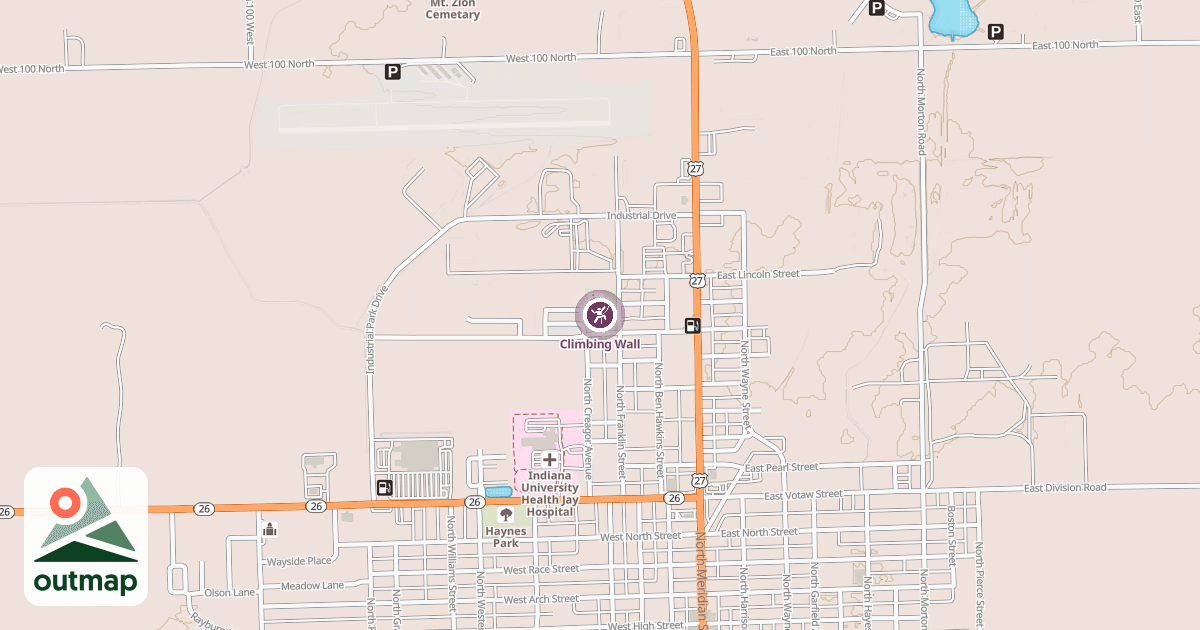 Map of Climbing Wall in Jay