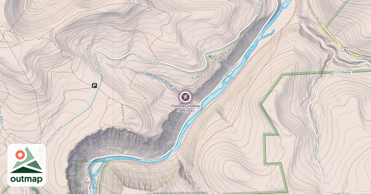 Map of Chimney Hollow Falls (Ice)