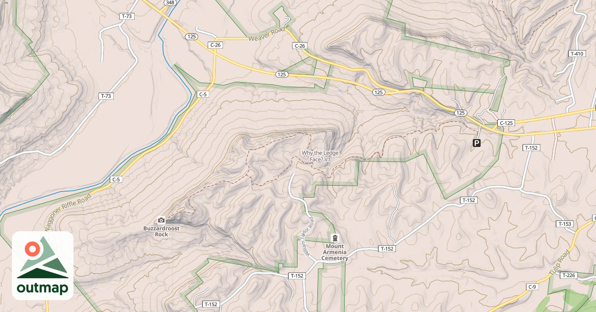Map of Why the Ledge Face? in Adams