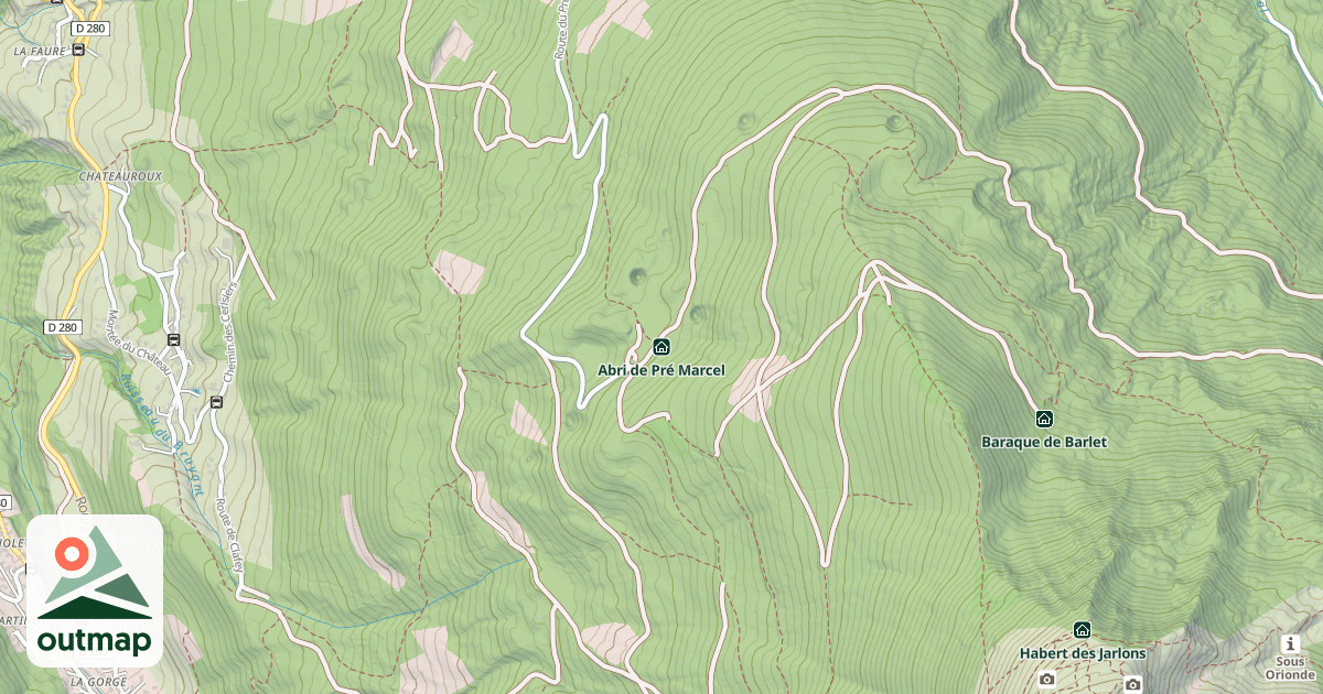 Map of Abri de Pré Marcel
