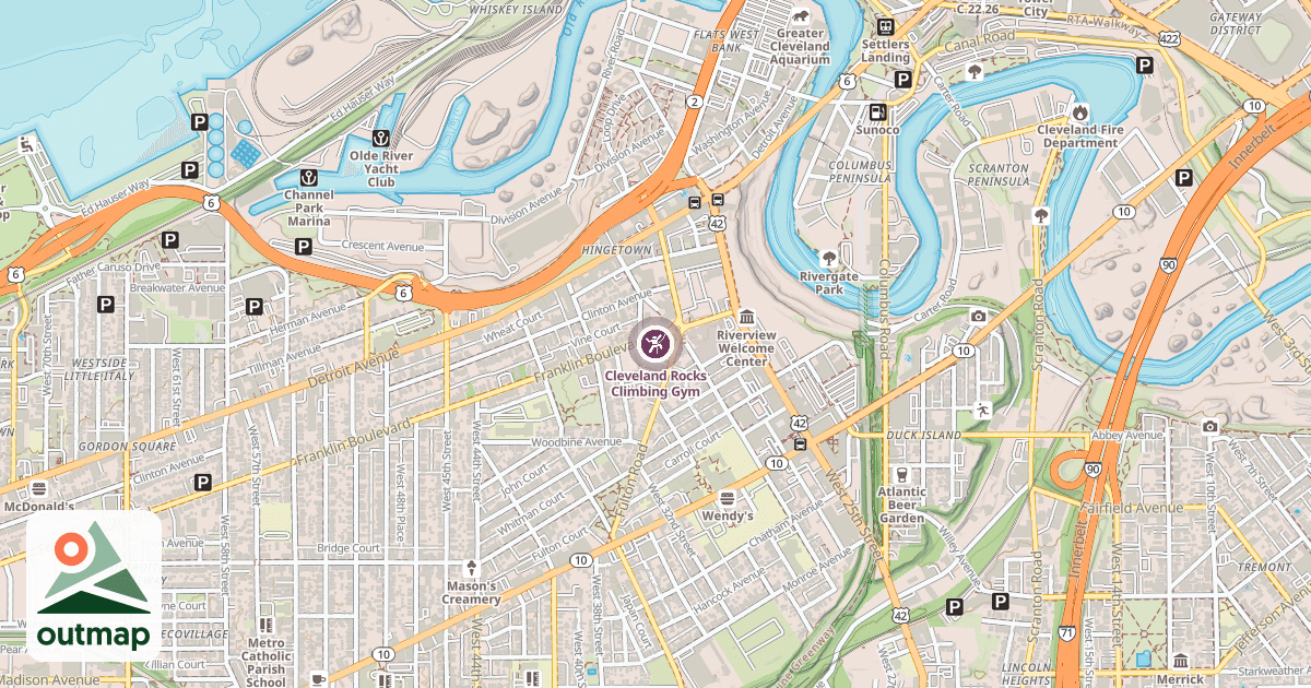 Map of Cleveland Rocks Climbing Gym