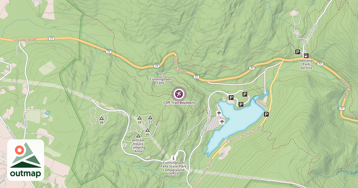 Map of Cliff Trail Boulders