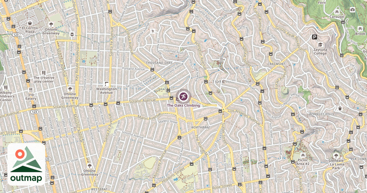 Map of The Oaks Climbing