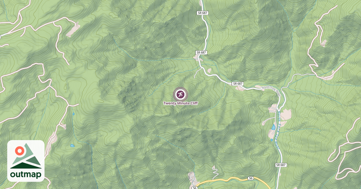 Map of Twenty Minute Cliff