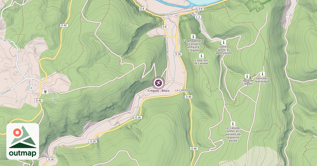 Map of Crégols - Blocs