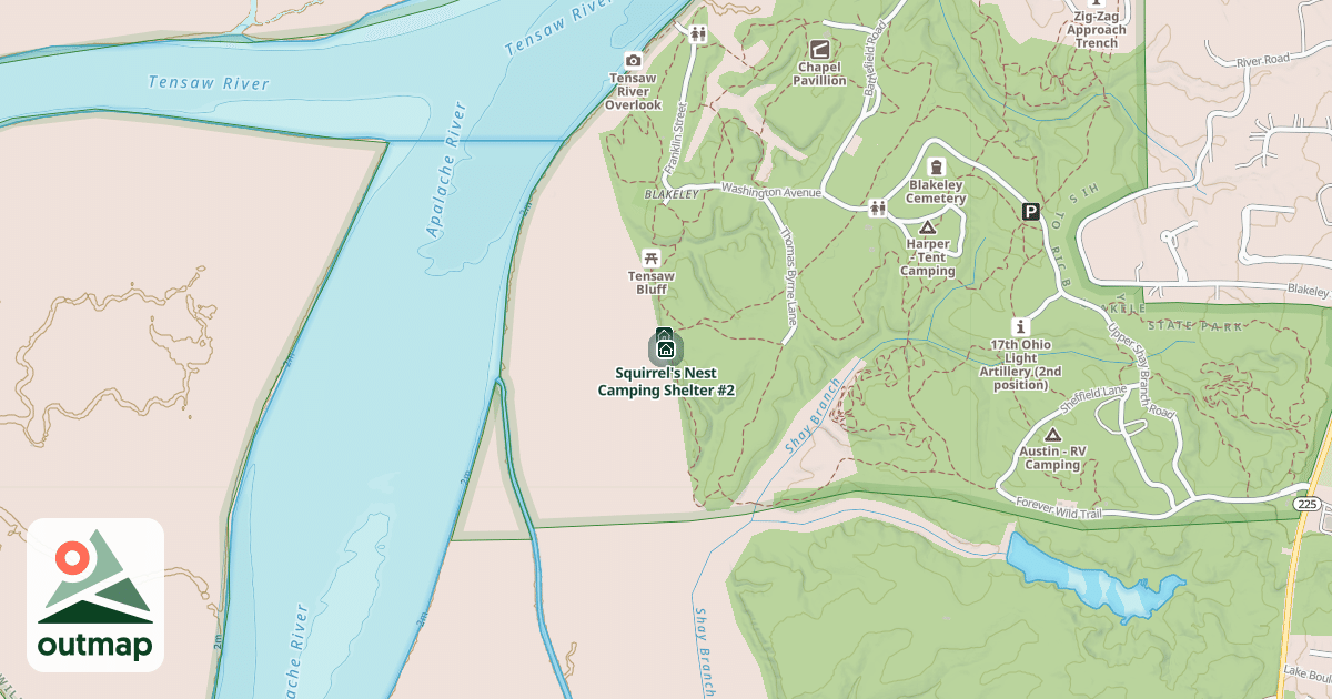 Map of Squirrel's Nest Camping Shelter #2