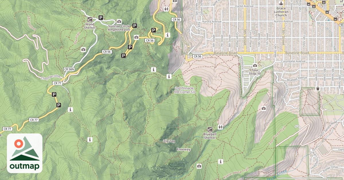 Map of 2nd Pinnacle, NW Corner