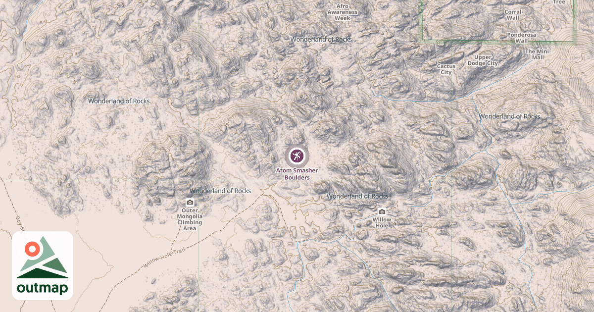 Map of Atom Smasher Boulders