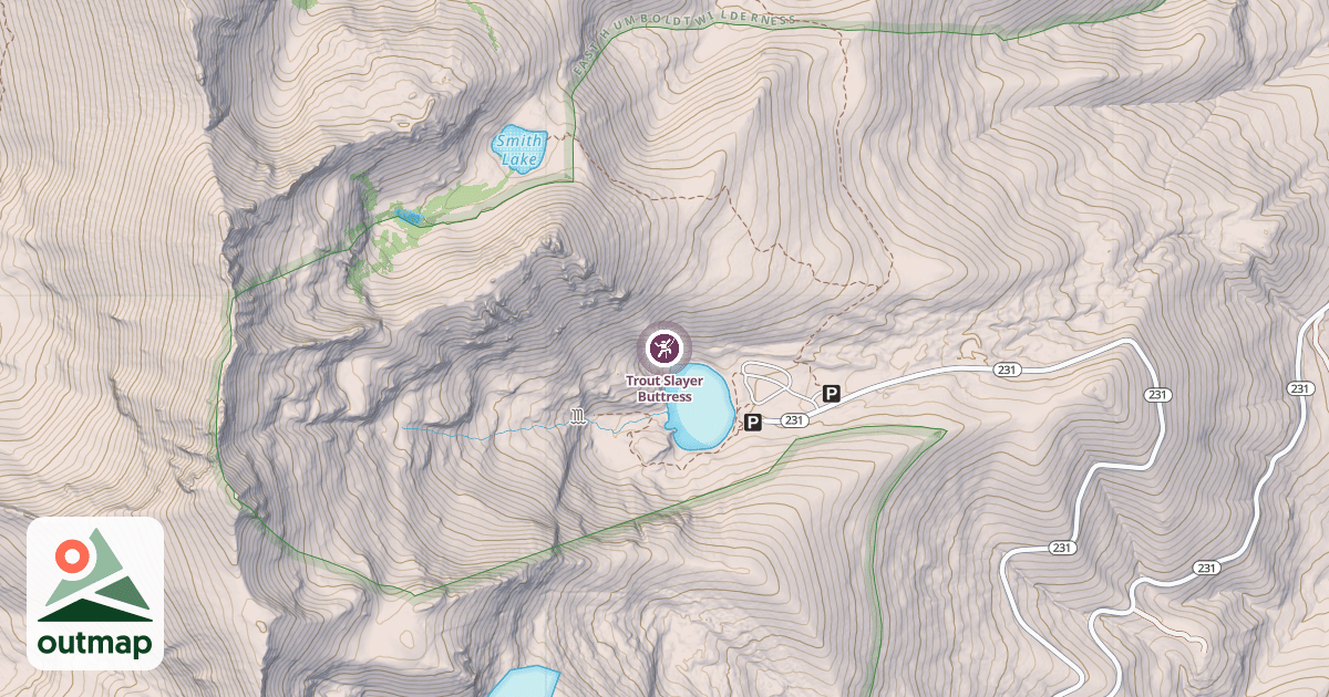 Map of Trout Slayer Buttress