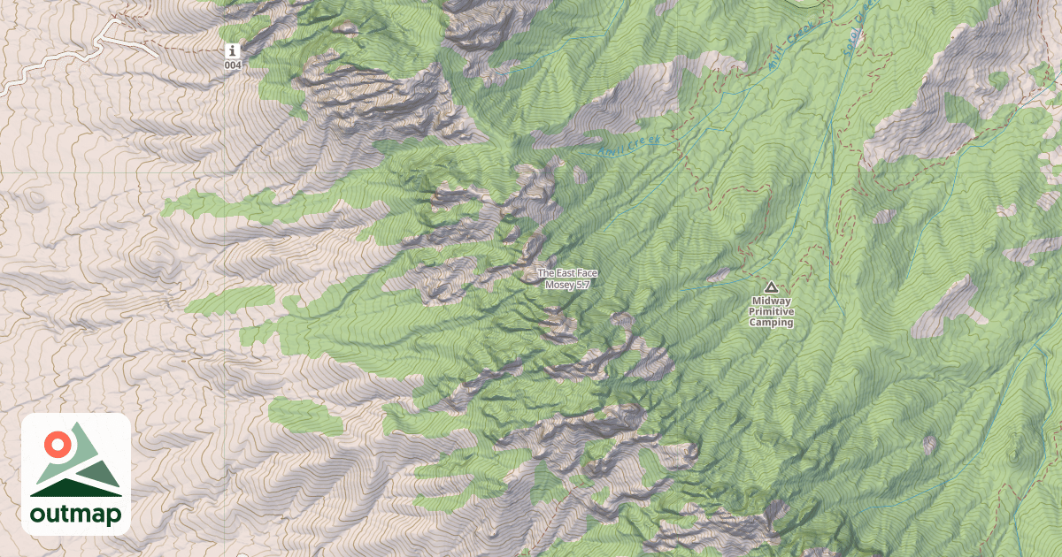 Map of The East Face Mosey