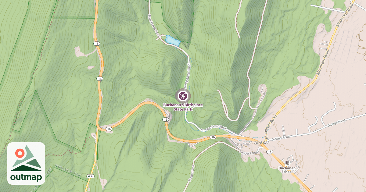 Map of Buchanan's Birthplace State Park