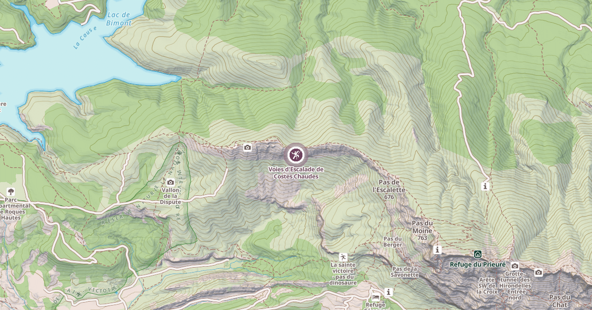 Map preview of Voies d'Escalade de Costes Chaudes