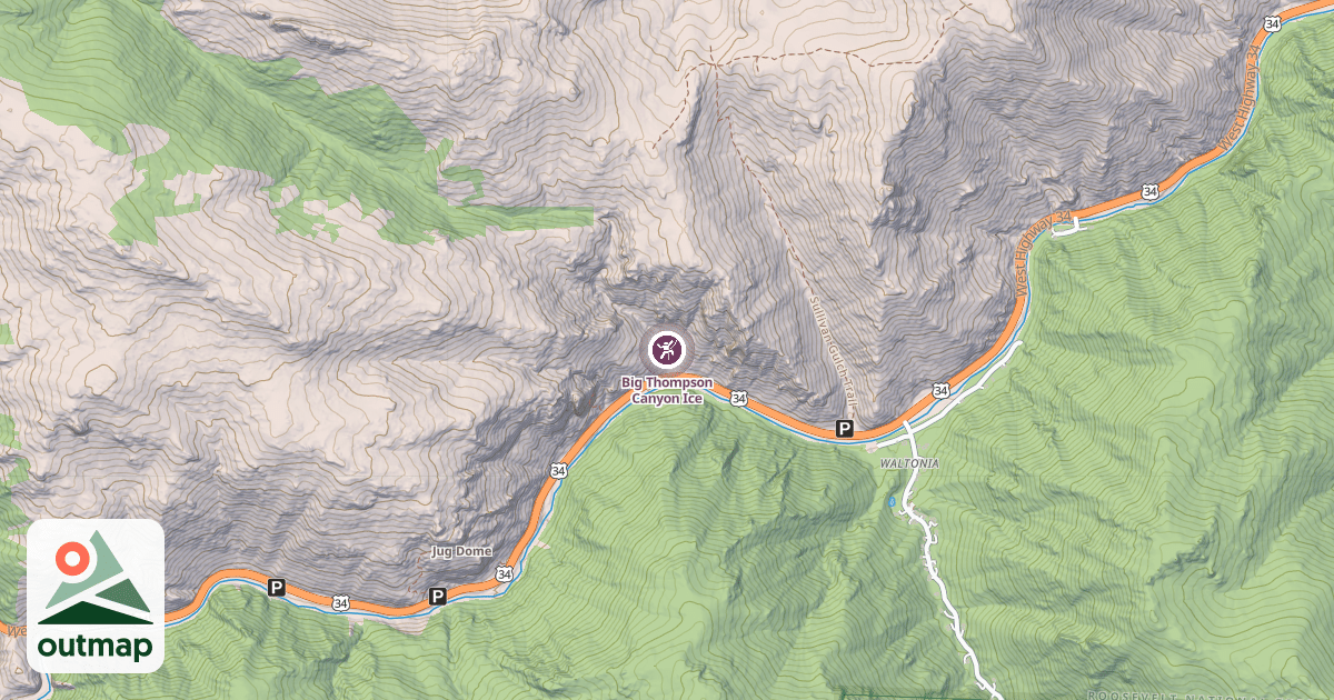 Map of Big Thompson Canyon Ice