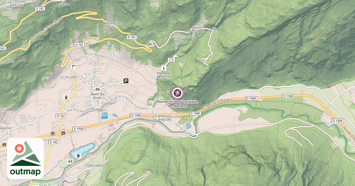 Map of Rocher Ecole d'escalade de Marlens