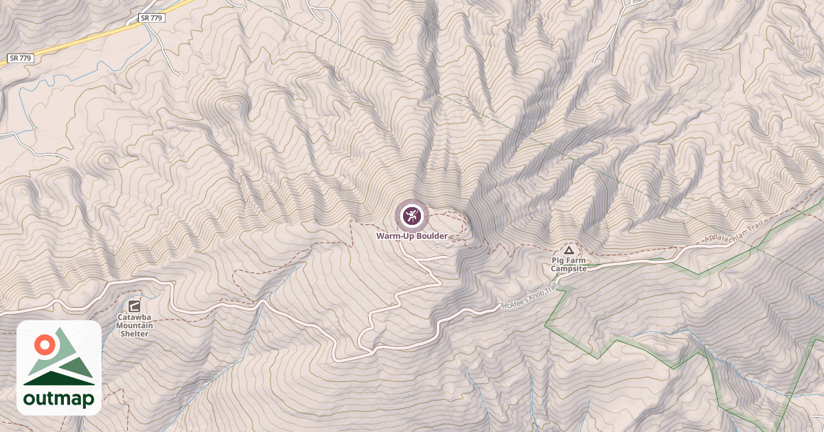 Map of Warm-Up Boulder