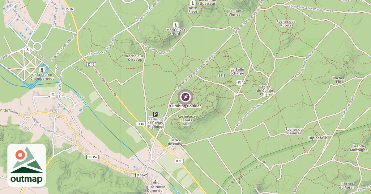 Map of Climbing Boulder