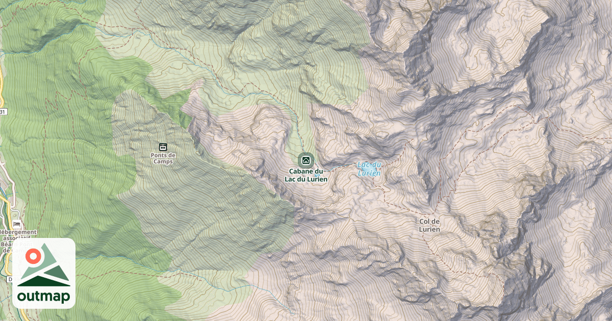 Map of Cabane du Lac du Lurien