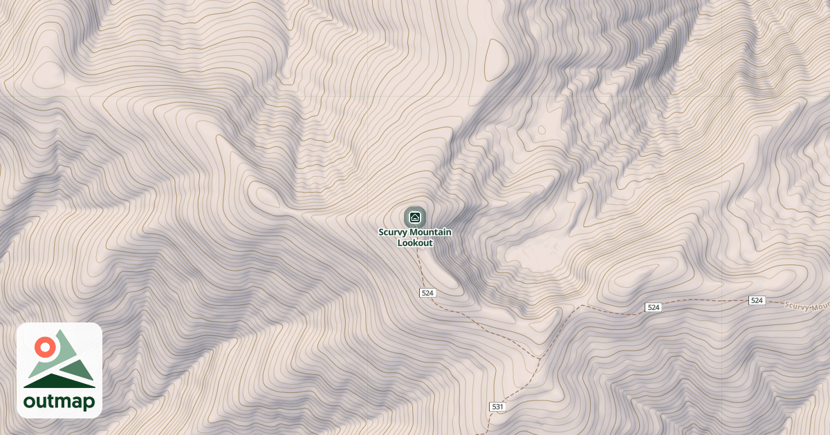 Map of Scurvy Mountain Lookout in Clearwater