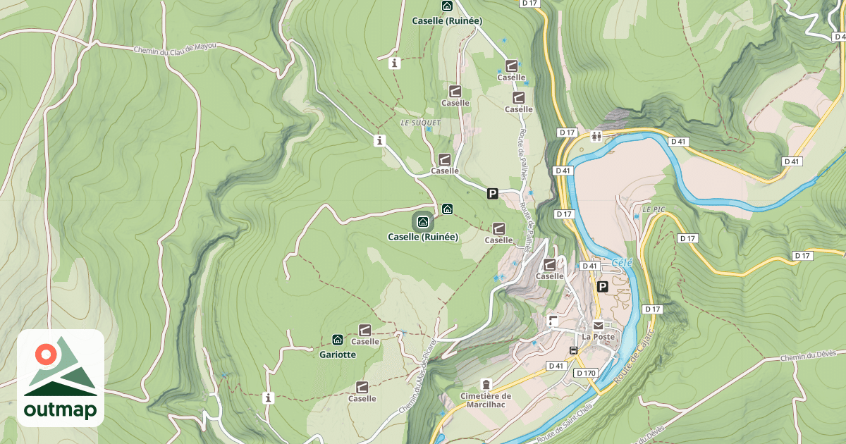 Map of Caselle (Ruinée)